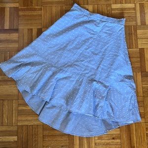 Nowadays blue/white embroidered polka dot flounce skirt Size JXS